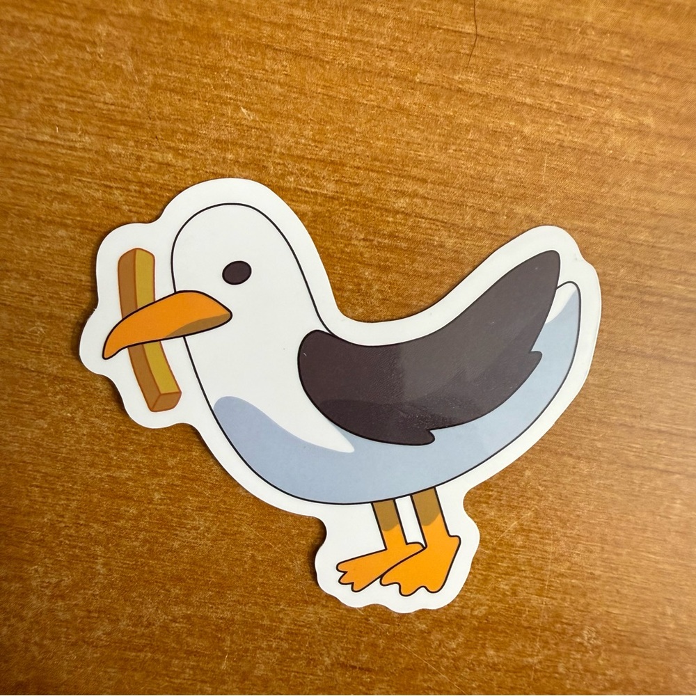 Seagull Bird‎ Sticker - Black, White, Orange